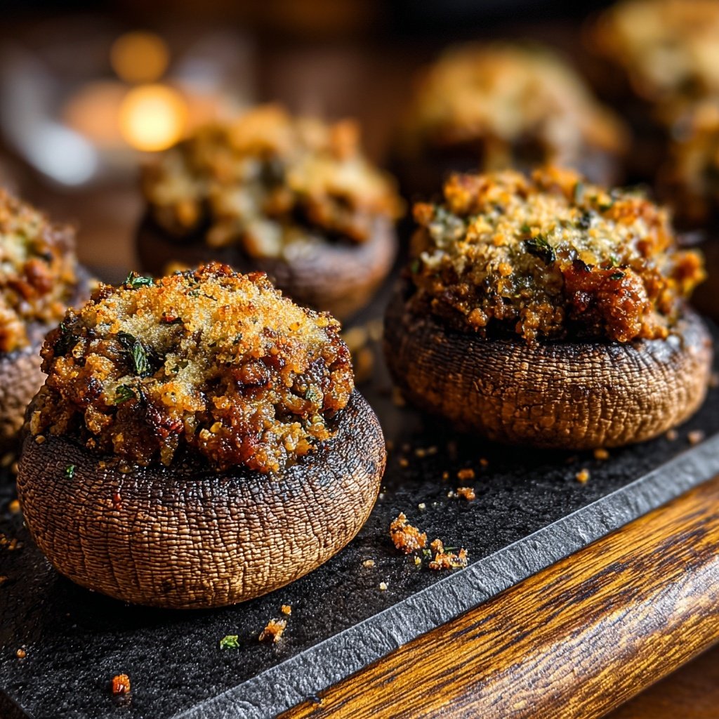 Ground Beef Stuffed Mushrooms