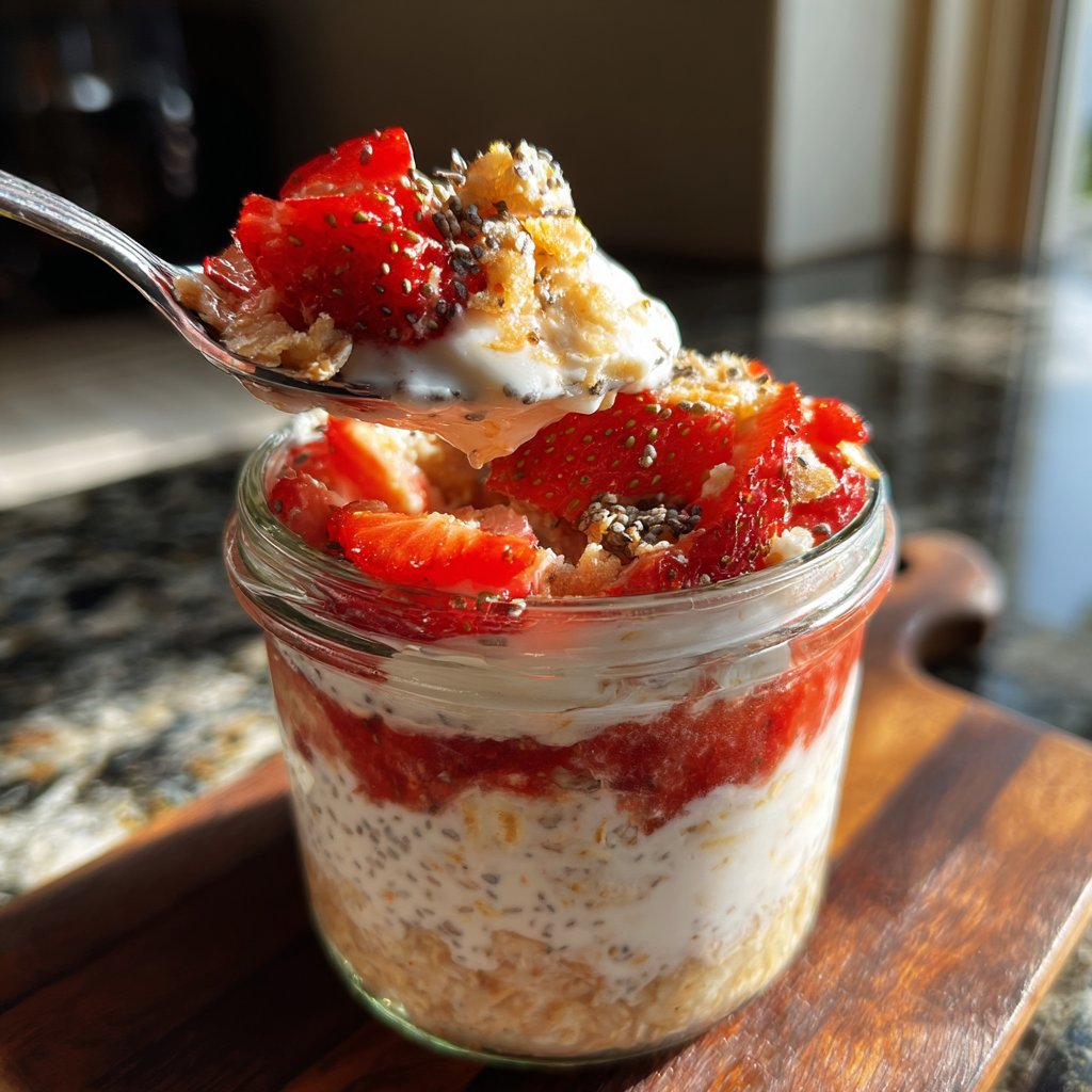 Strawberry Cheesecake Overnight Oats With Chia