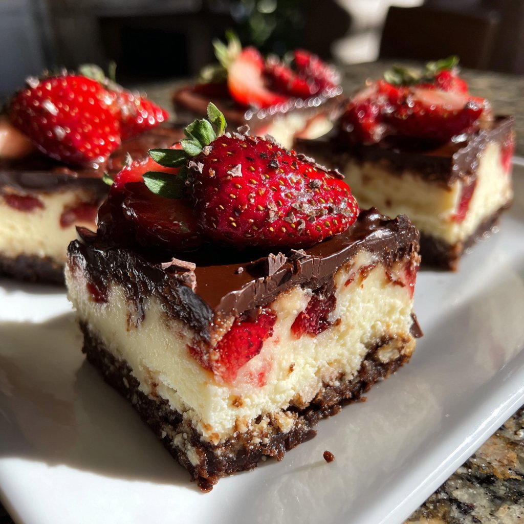 Chocolate Strawberry Cheesecake Bars