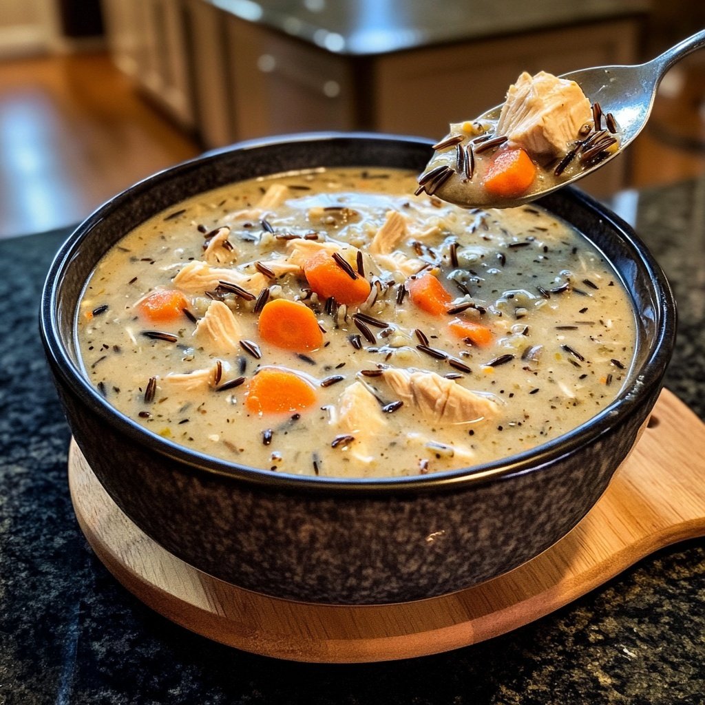 Healthy Crockpot Chicken and Wild Rice Soup