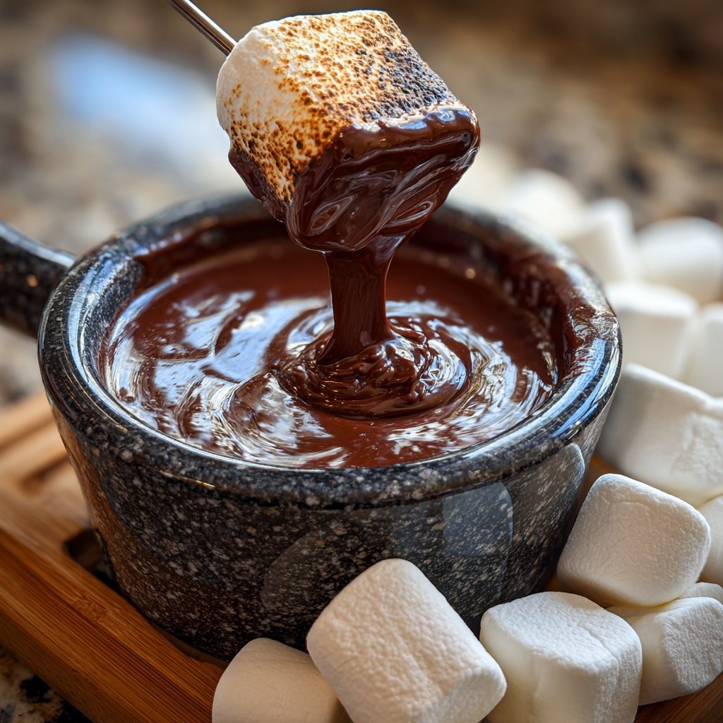 Chocolate Fondue with Marshmallows