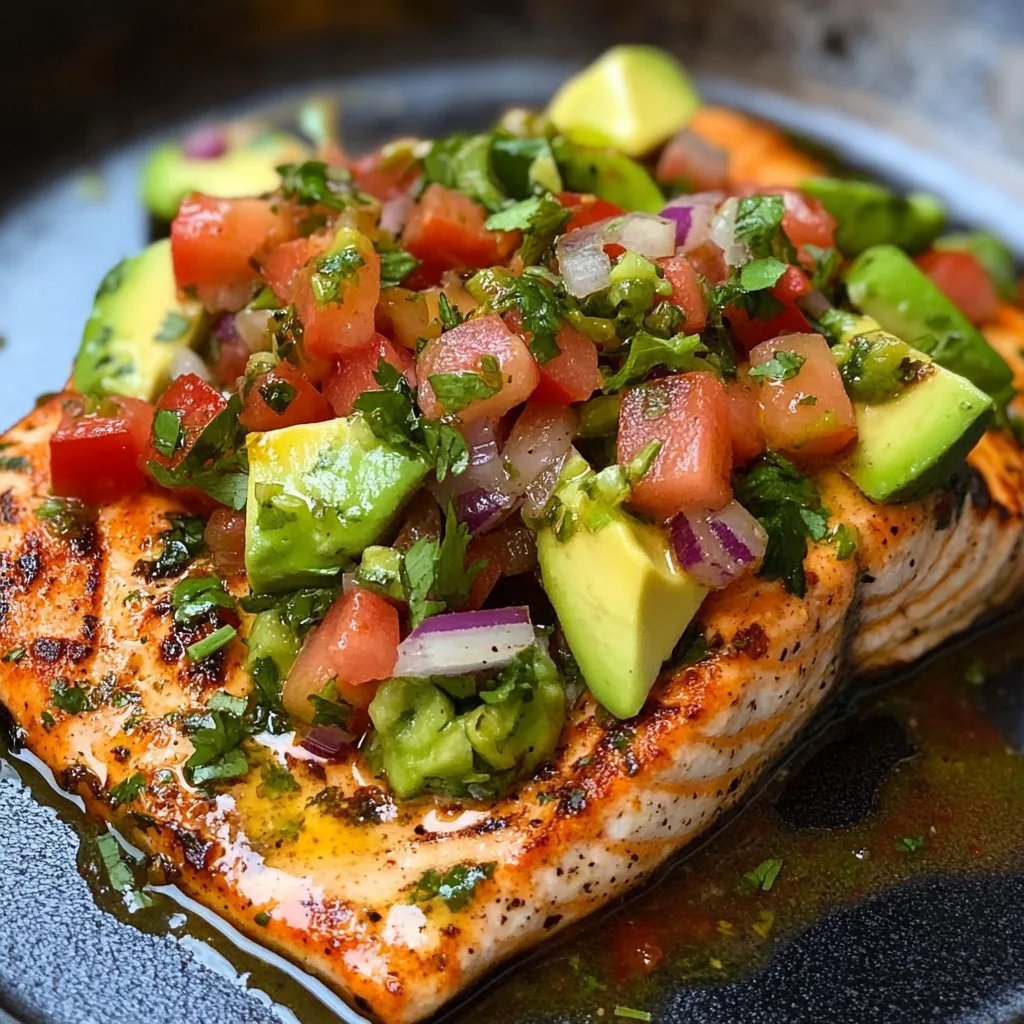 Baked Cilantro Lime Salmon with Avocado Salsa